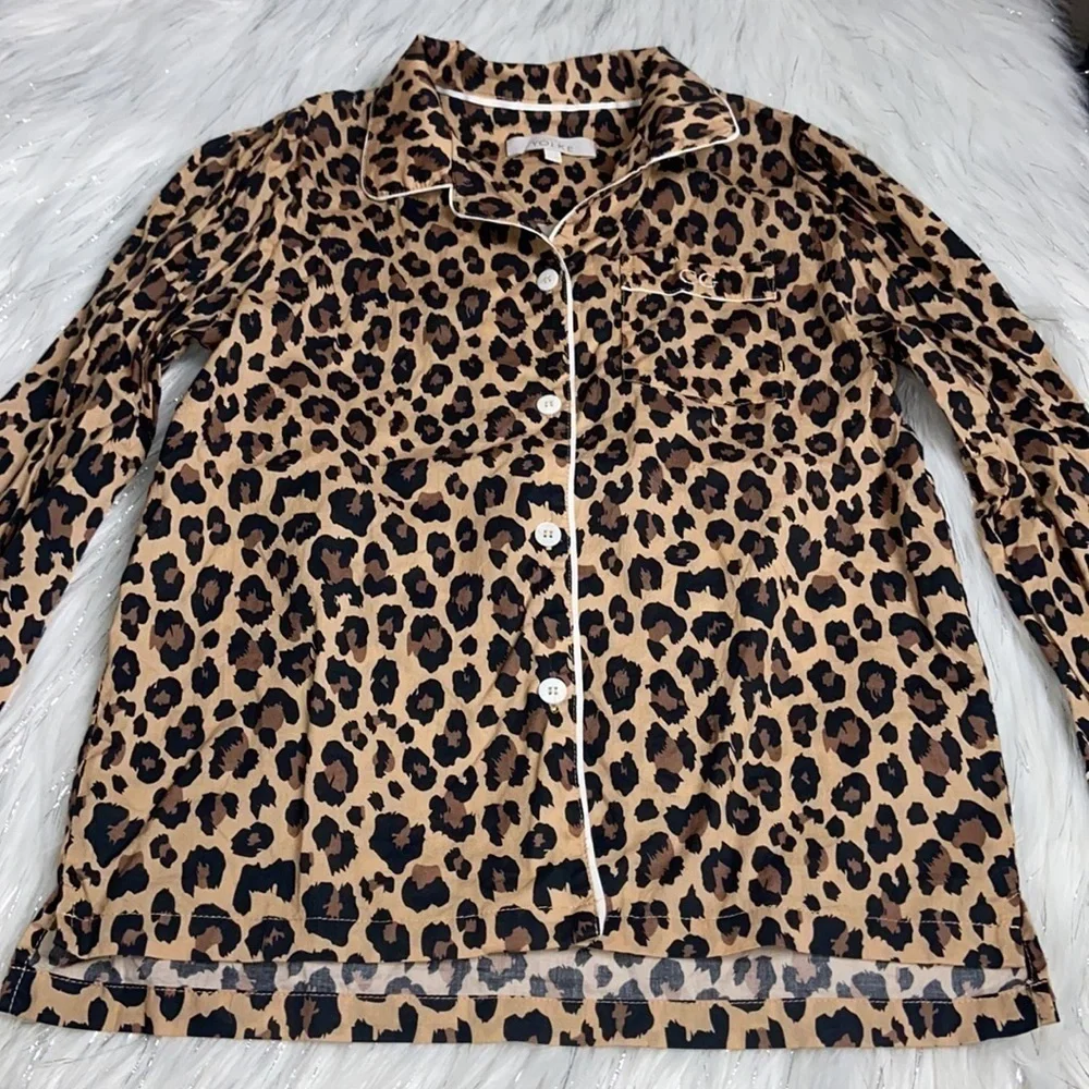 Little Yolke 7-8 Years Leopard Print Embroidered CG Pajama Top